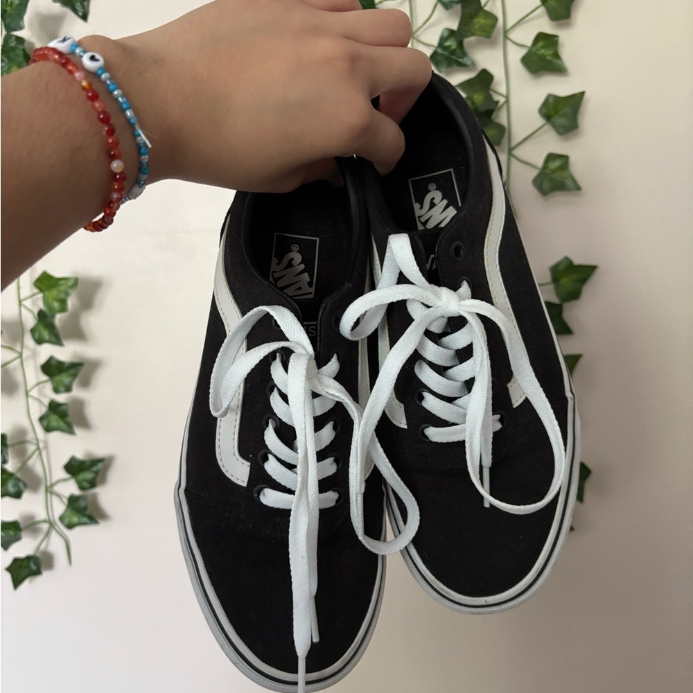 Vans Classic Black and White Lace-Up Shoes
